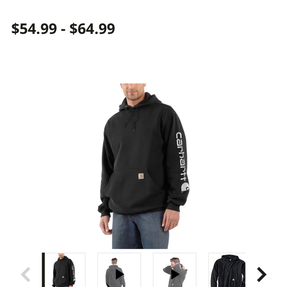 Carhartt Men's Black Hoodie with Sleeve Logo. Brand new L, men or woman.